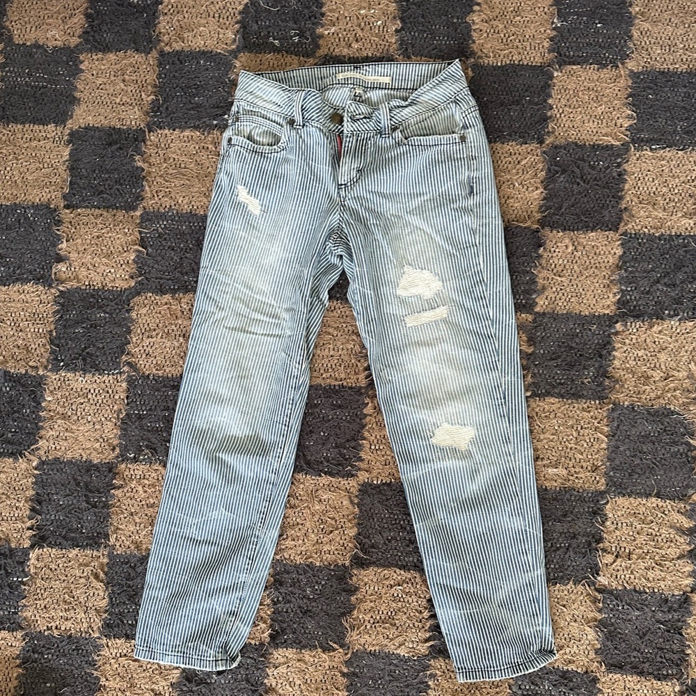 Rachel Roy striped distressed jeans